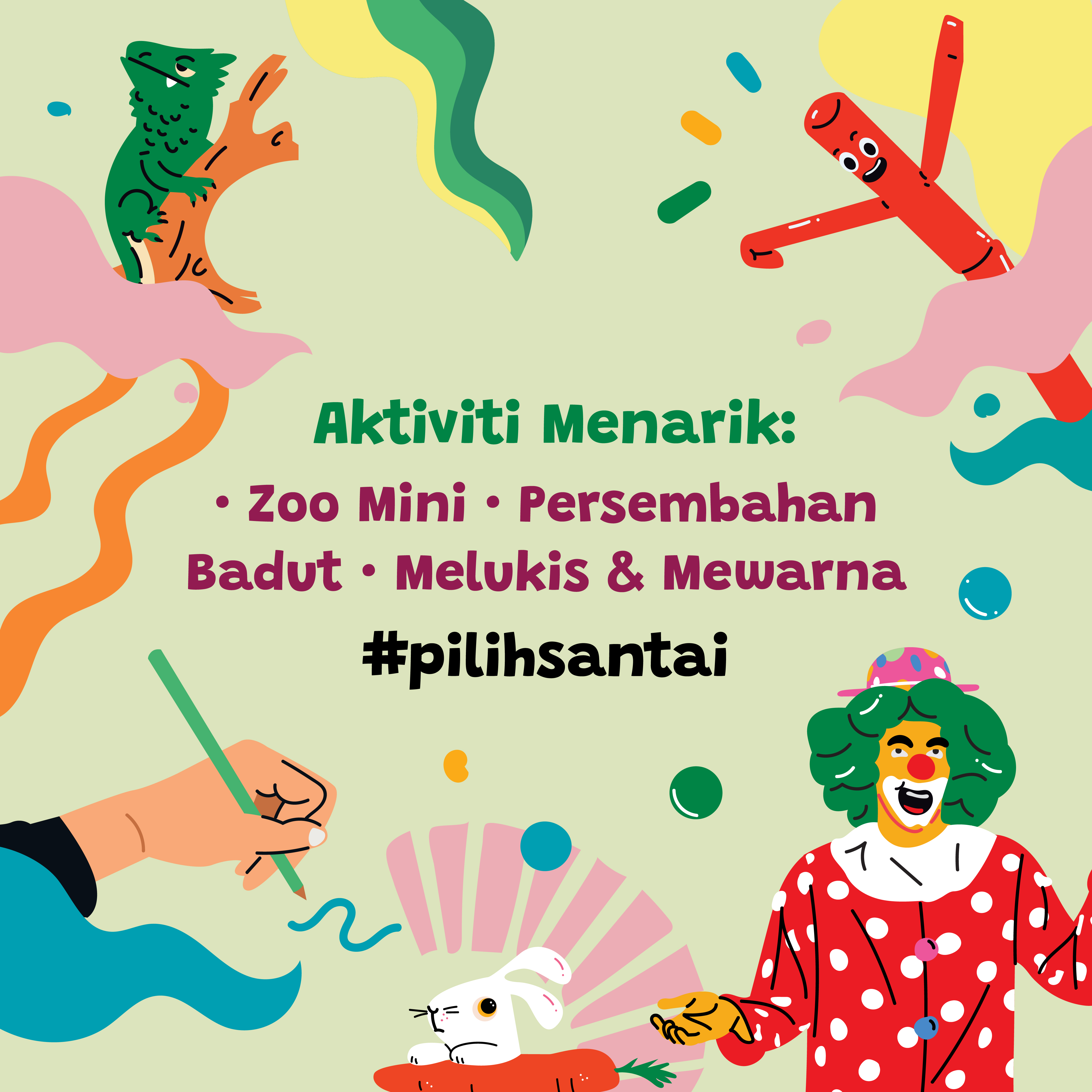 Aktiviti Menarik - Zoo Mini, Persembahan Badut, Melukis & Mewarna